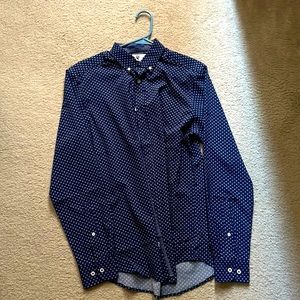Blue button down with white patterns. Medium